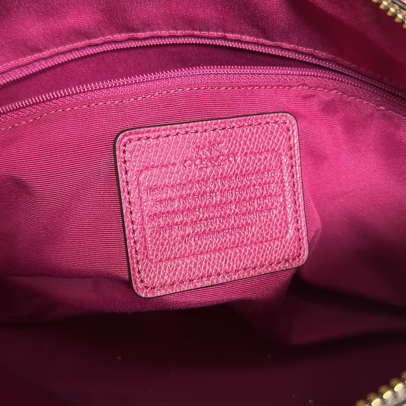 🔥🔥🔥Coach Signature Canvas Pink Leather Strap Crossbody Shoulder Bag - Picture 12 of 15